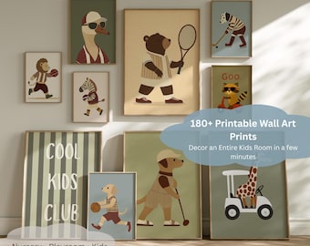 Kids Room Wall Art Mega Bundle | 183 Storybook Animal, Vehicle and Adventure Prints | Complete Nursery and Playroom Solution