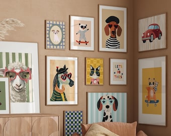 100+ Printable Nursery Posters, Kids Wall Art Bundle, Baby Room Decor, Playful Animal Prints - Eclectic Nursery Wall Art