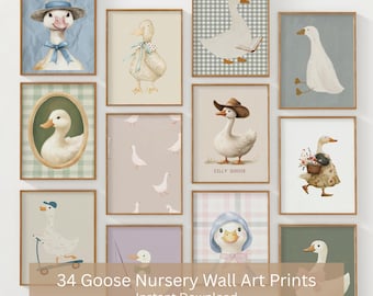 34 Goose Nursery Prints: Whimsical Animal Gallery Wall (Digital Download)