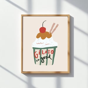 Gelato Dessert Print: Whimsical Kitchen or Nursery Art (Digital Download)