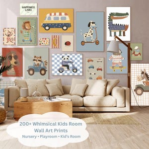 Complete Kids Room Wall Art Bundle – 200+ Printable Nursery, Playroom Prints | Animal & Transport Decor | Digital Download image 5