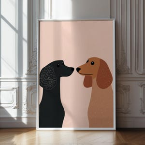 Stampa digitale "Duo di Bassotti Affascinanti" - Arredamento moderno e minimalista per la cameretta dei bambini e la casa, stampa digitale stravagante per la cameretta dei bambini, arredamento per la sala giochi