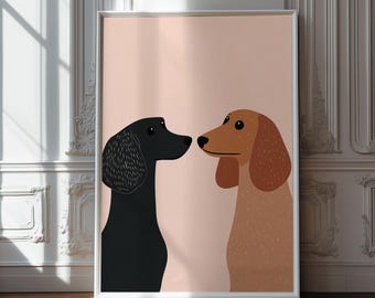Dachshund Duo Print: Minimalist Nursery Art (Digital Download)