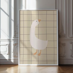 Minimalist Goose Printable Wall Art – Modern Farm Animal Nursery Decor | Scandinavian Kids Room Digital Download | Rustic Country Bird Print