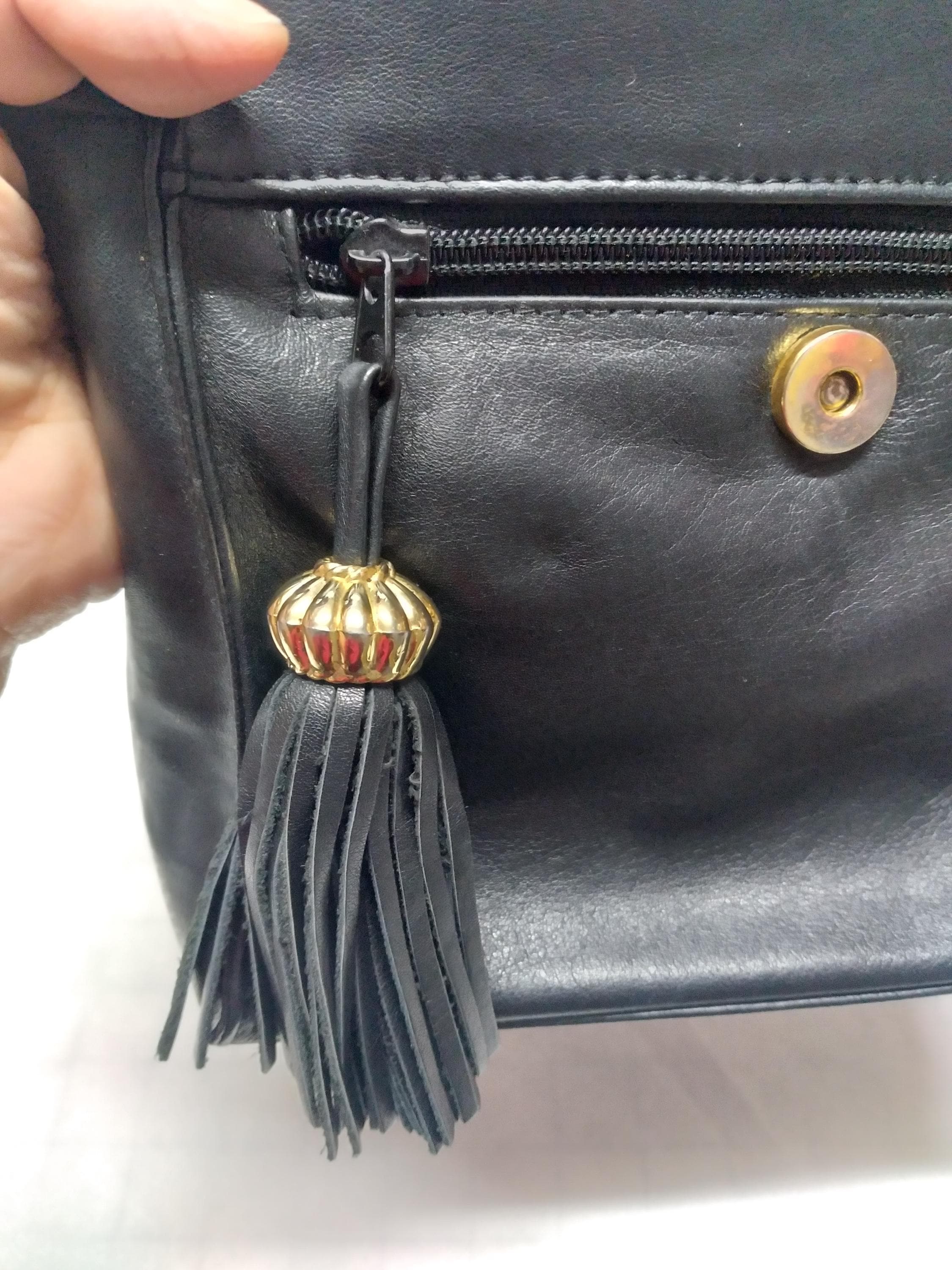 Vintage Black Leather Purse Diamicci Designer Crossbody Shoulder