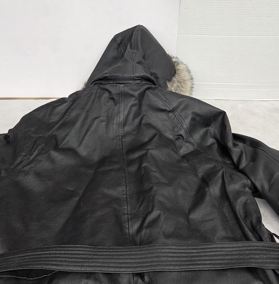 Vtg Womans size M Wilsons Black Leather Hooded fa… - image 5