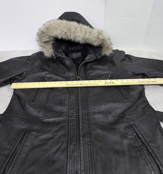 Vtg Womans size M Wilsons Black Leather Hooded fa… - image 7