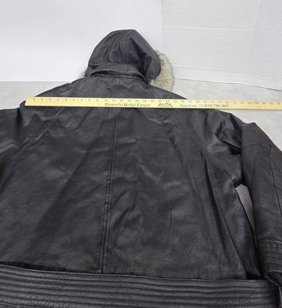 Vtg Womans size M Wilsons Black Leather Hooded fa… - image 3