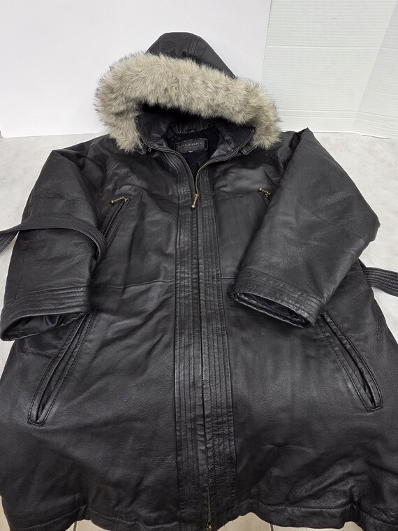 Vtg Womans size M Wilsons Black Leather Hooded fa… - image 11