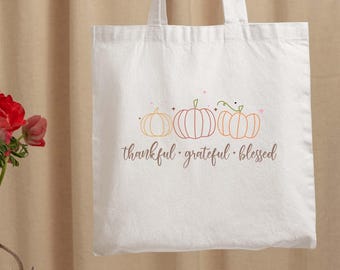 Thankful Tote Bag, Thanksgiving Pumpkin Tote Bag, Thanksgiving Gift For Women, Fall Tote Bag, Pumpkins Shoulder Tote Bag, Fall Season Totes
