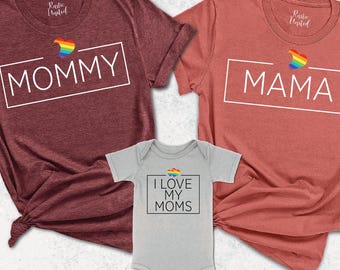Two Moms Pride Shirt,LGBTQ Shirt,Two Lesbian Moms Shirt,Family Matching Shirt,Lesbian Mother&#39;s Day Gift, Gay Pride Shirt,Lesbian Baby Shower