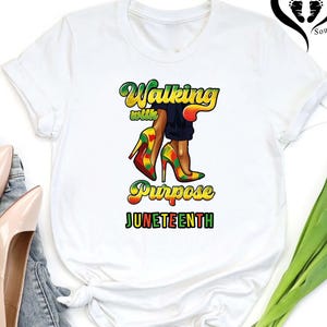 Walking with Purpose Juneteenth T-Shirt, Black Woman Empowerment Tee, Pan-African Colors Gift