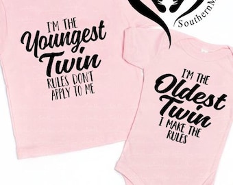 Funny Twin Tshirt, Matching Sibling Shirts, Matching Twin Outfits, Twins Clothing, Gift For Twins, Best Friend Outfit, Twins Announcement