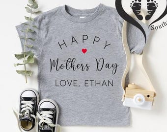 Personalize Mothers Day, Custom Mother's Day Gifts, Mothers Day Shirt for Kids, Mom Gift, Mothers day Gift for New Mom,Happy Mom Day