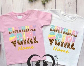 Personalized Ice Cream Girls Birthday Shirt,Custom Girls Birthday Shirt, Ice Cream Birthday Toddler Outfit, Ice Cream Birthday Girls Gift