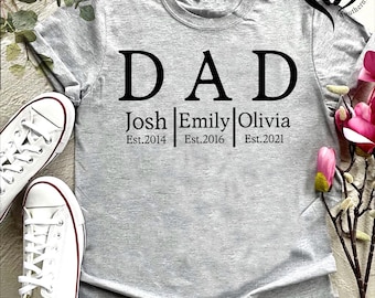 Custom Dad Shirt With Kids Names,Father's Day Gift,Personalized Dad Shirt,Gift for Father,Custom Kids Names Shirt,Dad Gift Tee,Daddy T-shirt