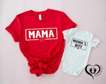 Mama And Mama's Boy T-shirt, Mama's Boy Valentine Shirt, Mama Love Shirt, Mothers Day Shirt, Mommy And Me Matching Shirts, Mom And Son Tees