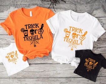 Trick Or Tequila T-shirt, Halloween Gift, Halloween Drinking Shirt, Cute Halloween Party Tee, Halloween Quote Shirt, Funny Halloween Tee