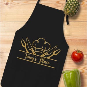 Custom Logo Apron With Pockets, Personalized Text Logo Apron, Custom Kitchen Apron Women and Men, Chef Gift, Business Logo Apron