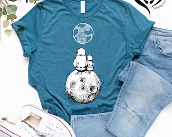 Father Son Matching Astronaut and Moon Shirts,Astronaut Dad and Astronaut Son&Daughter Shirts,Dad Kid Matching Space Shirts,Fathers Day Gift