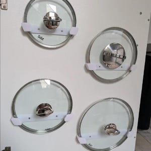 Pot lid holder 3D printing STL set, space-saving cabinet solutions for all lid sizes, vertically/horizontally mountable, tidy kitchen