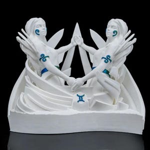 Tweelingen sterrenbeeld STL-bestand | Elegante 3D-geprinte figuur | Astrologie Decoratie | Eéndelig printbaar | Direct downloaden, sterrenbeeld, buste