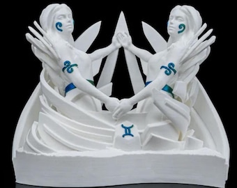 Gemini Zodiac STL File | Elegant 3D Print Figure | Astrology Decoration | One-Piece Printable | Instant Download, Zodiac Sign, Bust