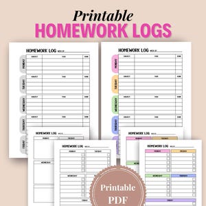Kids Homework Log, Homework Tracker, Kids Homework, Printable Homework Planner, Student Tasks, School Organizer, Weekly Homework Log
