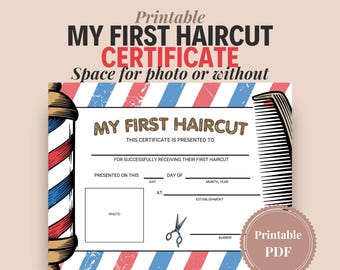 Certificado del primer corte de pelo / Premio de recuerdo (PDF imprimible)