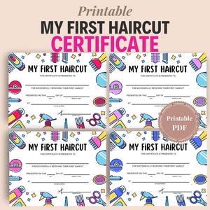 Mein erster haarschnitt Zertifikat, druckbares Salon Zertifikat, erster haarschnitt Preis, Barbershop Zertifikat digitaler download, haarschnitt Andenken
