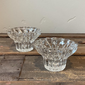 Lead crystal candlestick holder, vintage pair
