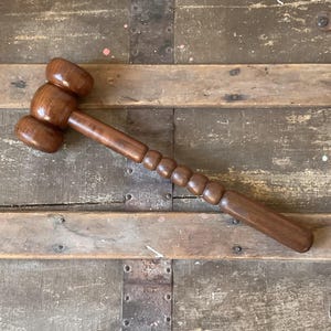 Vintage turned wood gavel, for judge, auctioneer, fraternal order meeting, mock trial, legal decoration, lawyer gift, wooden mallet