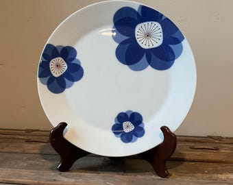 Indigo Moon serving platter 12” chop plate, Vintage Mid-Century Modern serve ware.