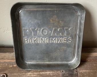 Py-O-My baking pan, vintage advertising 7x7 square tin