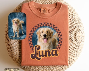 Custom Comfort Colors Vintage Bootleg Pet Shirt Pet Photo + Name Custom Dog Portrait Personalized Shirt Custom T Shirts Cat Shirt 90's Tee