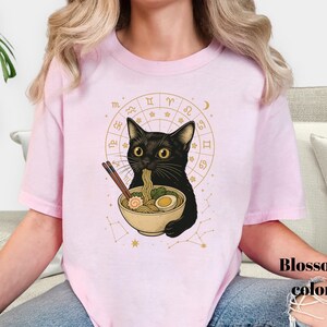 Noodle Cat Comfort Colors® Shirt,Ramen Cat Tshirt, Funny Cat Shirt,Aesthetic Graphic Retro Vintage T Shirt,Cat Lover Gift, Cat Tee,horoscope