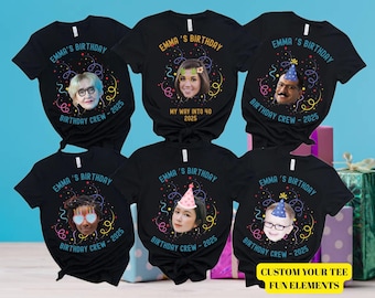 Custom Birthday Crew Shirts: Personalized Photo Party Tees