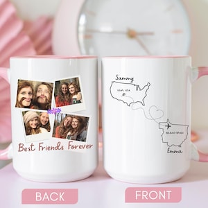 Long Distance Friend Mug,Personalized State to State Gift,Custom Bestie Friendship Coffee Cup, Best Friends Birthday Gifts,custom bestie mug