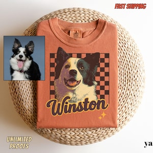 Custom Comfort Colors Vintage Bootleg Pet Shirt Pet Photo + Name Custom Dog Portrait Personalized Shirt Custom T Shirts Cat Shirt 90's Tee image 1