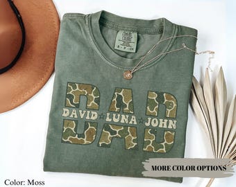 Personalized Camo Dad Shirt: Comfort Colors Custom Father's Day Tee