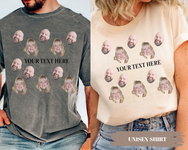 Custom Face Shirt, Personalized Photo T-Shirt, Funny Birthday Or Bachelorette Gift, Face Tee With Text, Custom Picture Shirt For Friends image 5
