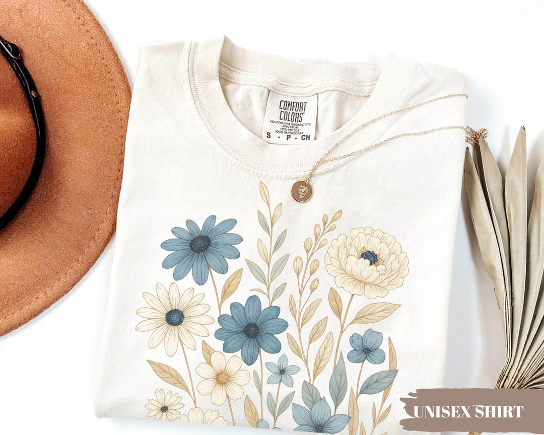 Comfort Colors® Wildflowers T-shirt, Vintage Pressed Floral Tee ...