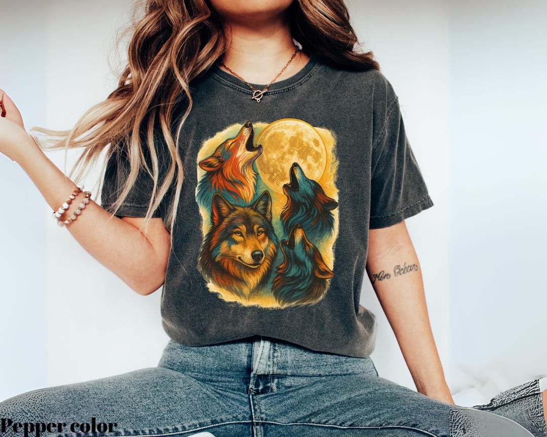 Wolf Shirt Howling Wolves Vintage 90s Graphic Shirt Vintage Unisex ...