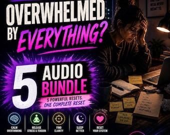 5 Minute Reset Bundle, Guided Audio for Overthinking & Stress Relief, Calm Mind, Grounding Meditation, Quick Relaxation Digital Download
