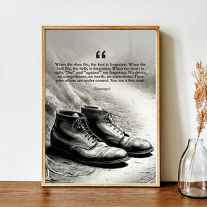 When the Shoe Fits Wall Art, Zhuangzi Quote Print, Taoism Philosophy Poster, Minimalist Wisdom Decor, Inspirational Art, Housewarming Gift