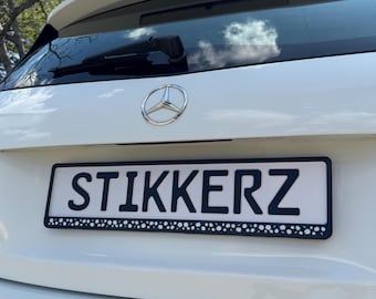 Kennzeichenhalter Sticker – Gänseblümchen Schwarz | Wetterfest & UV-beständig | Autoaufkleber I KFZ Deko I Daisy Blumen