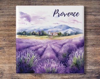 Provence, France Ceramic Coaster | Lavender Fields