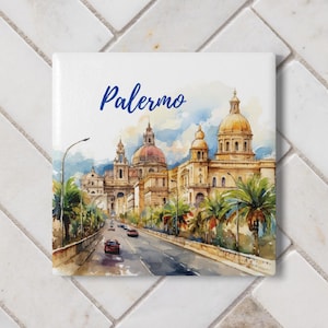 Palermo, Sicily, Italy Ceramic Coaster | Sicily Ceramic Coaster | Fun Home Decor | Gift for Travel Lover | Italian Vacation dreaming