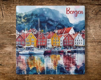 Bergen, Norway Ceramic Coaster | Bryggen
