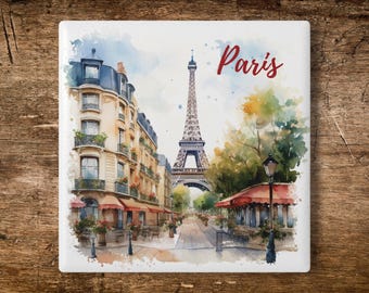 Posavasos de cerámica de París, Francia / Torre Eiffel